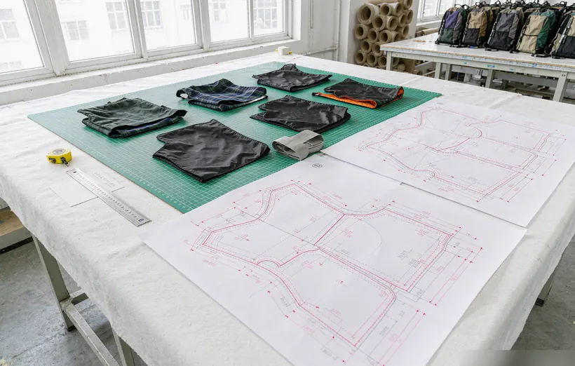 CAD pattern making table in Kovoeky bag factory
